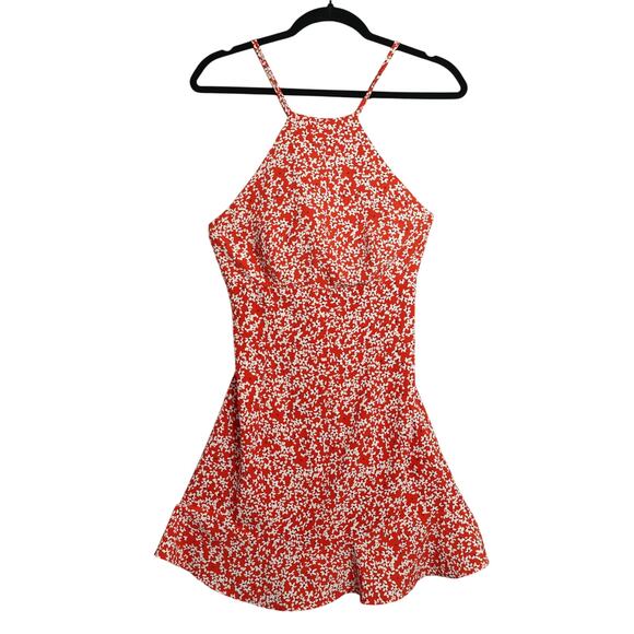 Zara Dresses & Skirts - ZARA Women Fit & Flare Mini Sun Dress Floral Pattern Sleeveless Red White Size M